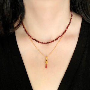 Red tourmaline and garnet necklace in 24k gold vermeil by Vivienne Benz