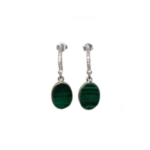 ABSINTHE Malachite Earrings, silver