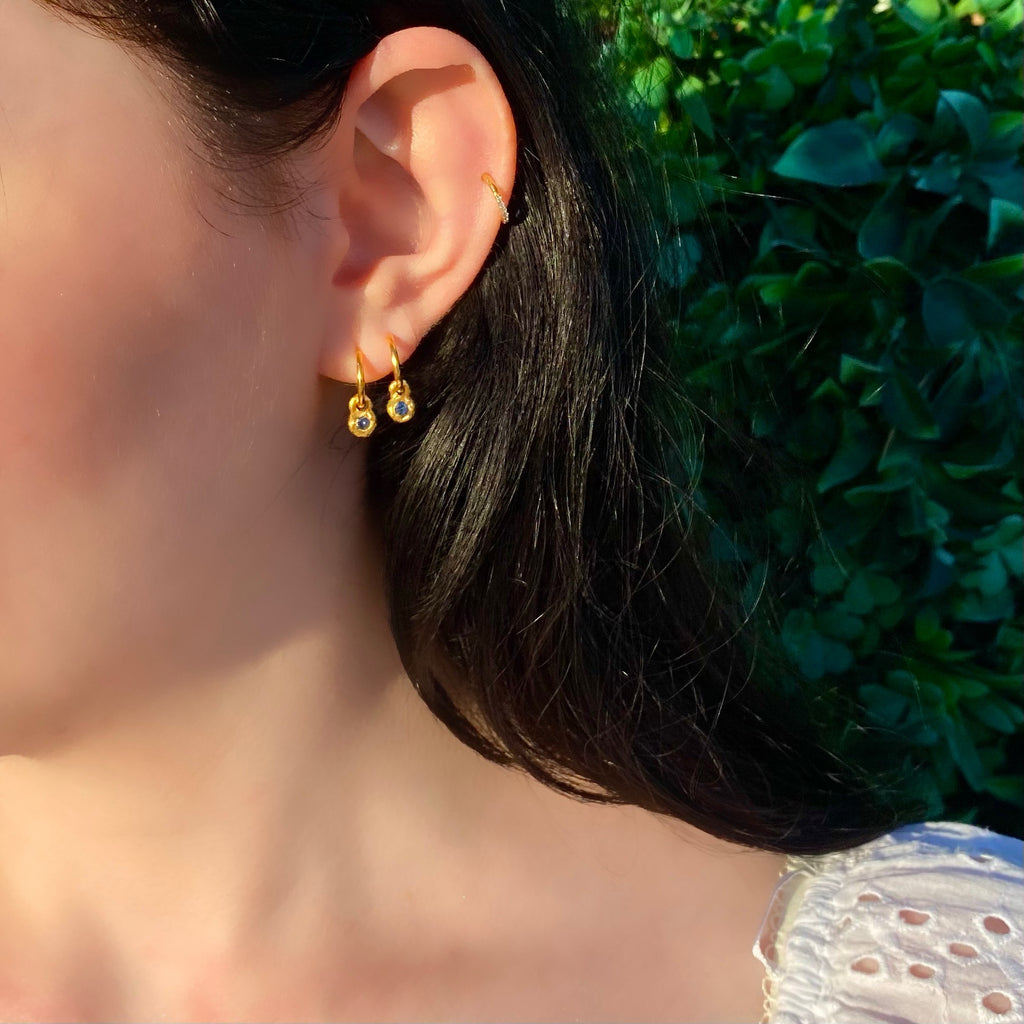 Sea foam blue sapphire hoop earrings 